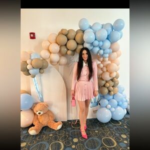 Self-Portrait Pink Mini Skirt & Matching Sweater set